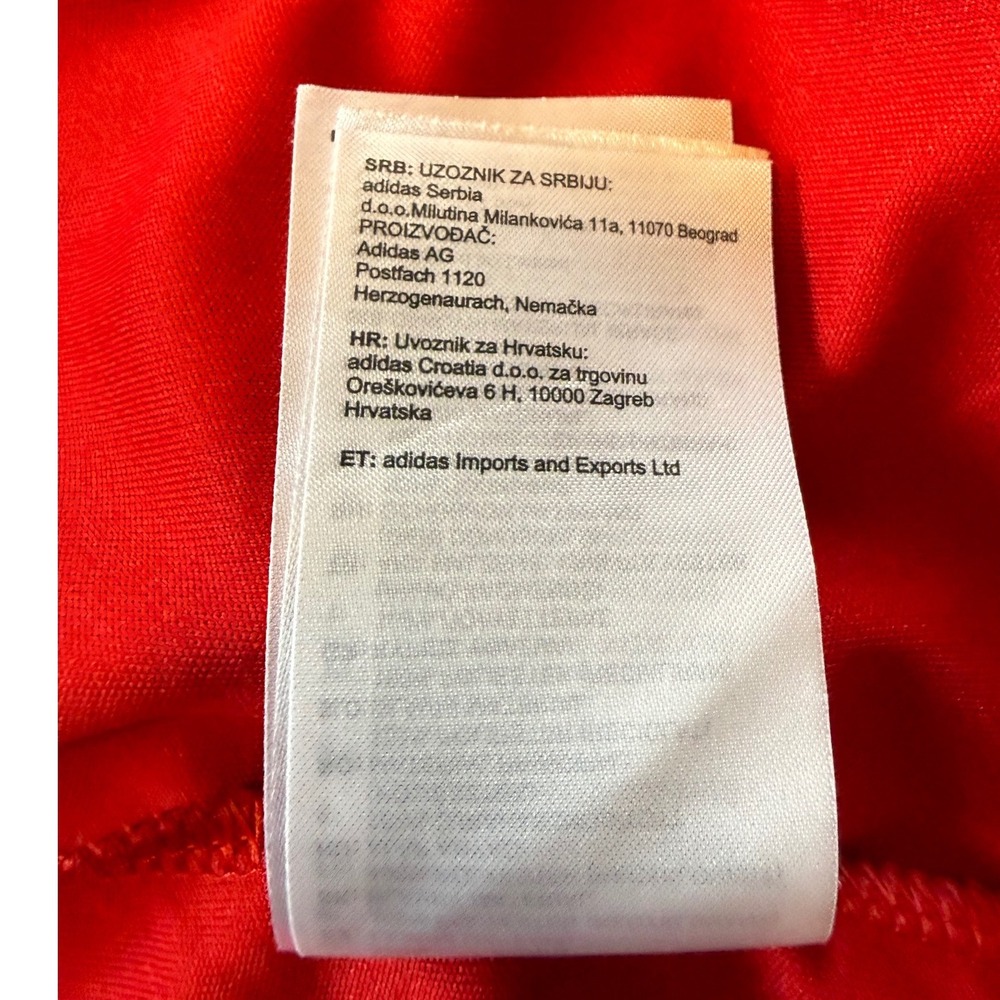 Adidas Climalite Mens Soccer Jersey Red White V-Neck Short Sleeve 2XL - Picture 6 of 6